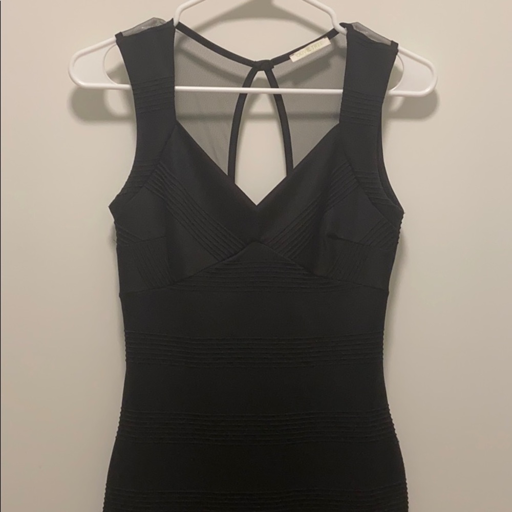 Olive Tree Midi Tight Dress with Mesh